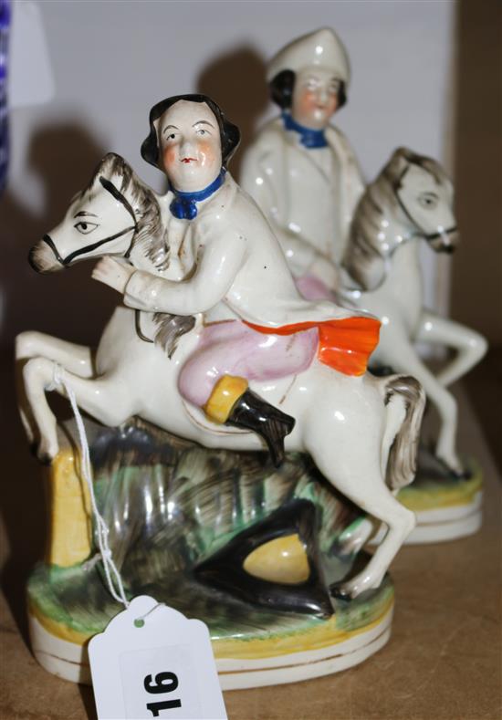Two Staffordshire equestrian groups, Mr Wells as John Gilpin, c.1845